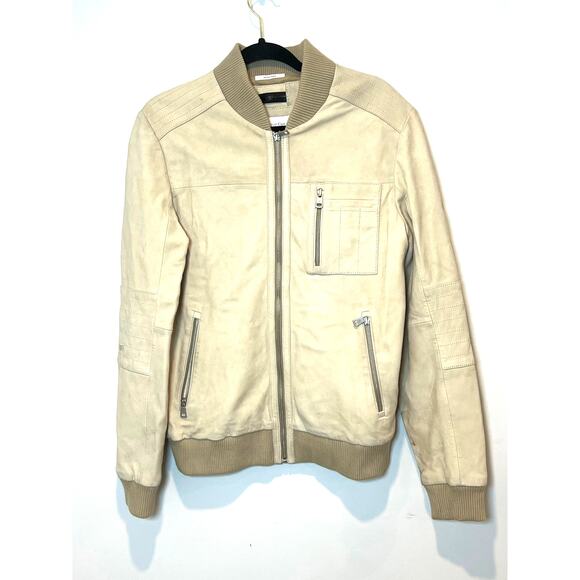Calvin Klein Other - Calvin Klein Genuine Leather Bomber Jacket‎ Beige Mens Size S